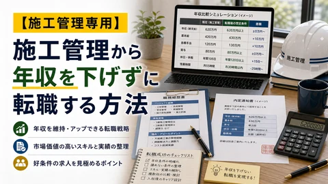 施工管理から年収を下げずに転職する方法のアイキャッチ画像