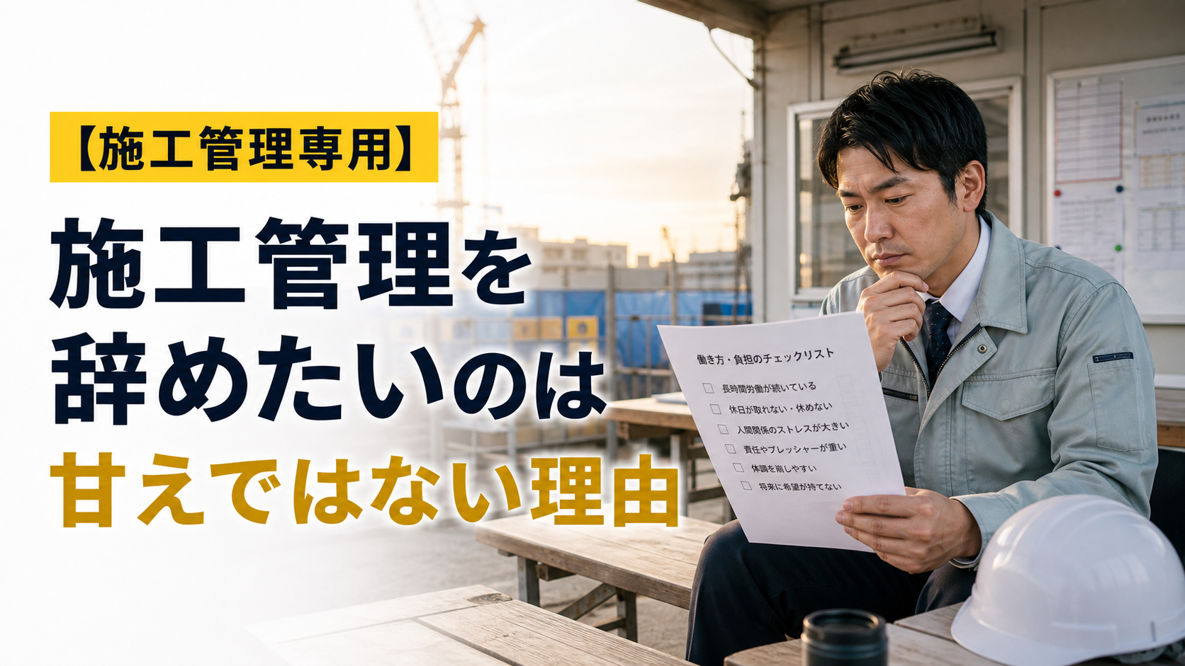 施工管理を辞めたいのは甘えではない理由の内容を表した施工管理向けアイキャッチ画像